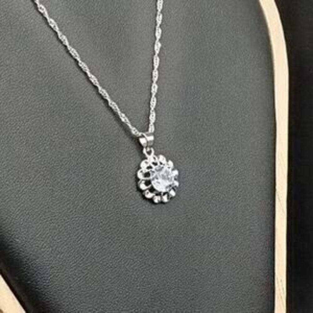 925 Silver White Flower Summer Necklace CZ Diamond Boho Women's Birthday Gift